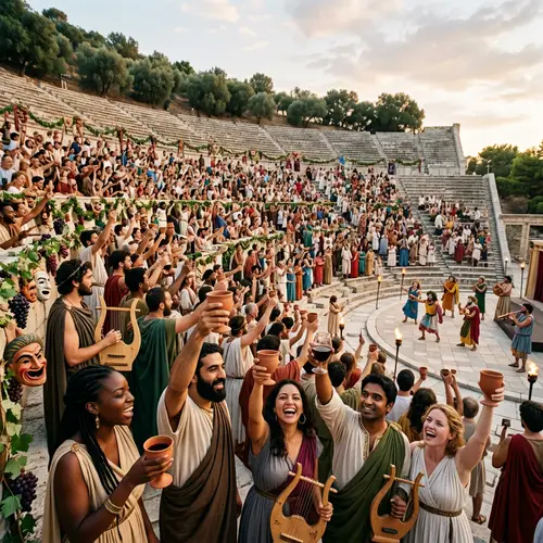 Grand Dionysian Festival in a Diverse Amphitheater