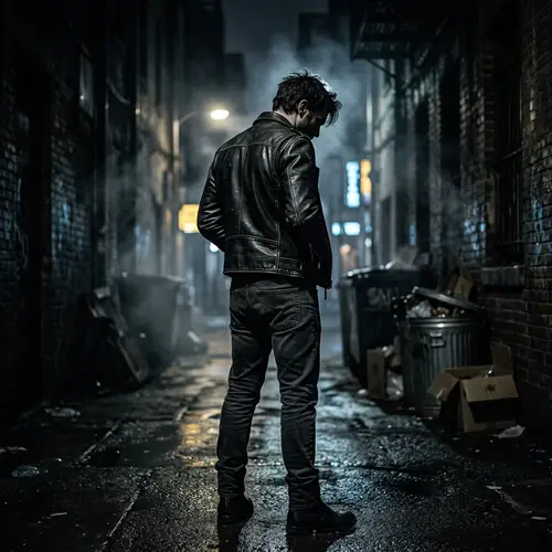 Mysterious Man in Noir Shadows - A Cinematic Portrait