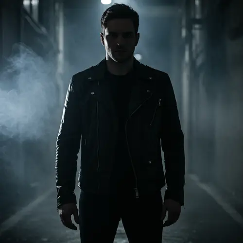 Mysterious Man in Noir Shadows - A Cinematic Portrait