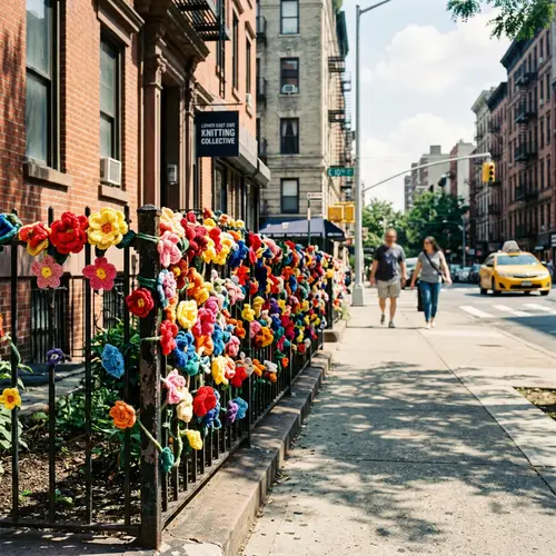Hand-Knitted Flowers on New York City Street | Kodak Vision3 500