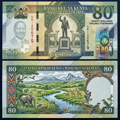 Raila Odinga Currency Note Design - Kenya 80