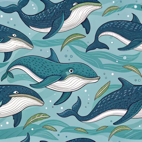 Dolphin and Whale Tessellation Art