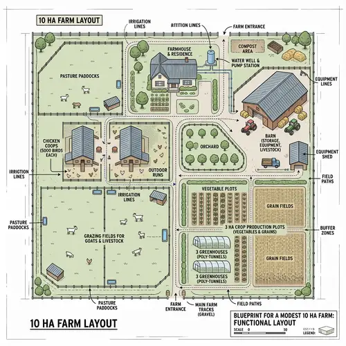 10 Ha Farm Layout: Functional Blueprint Design