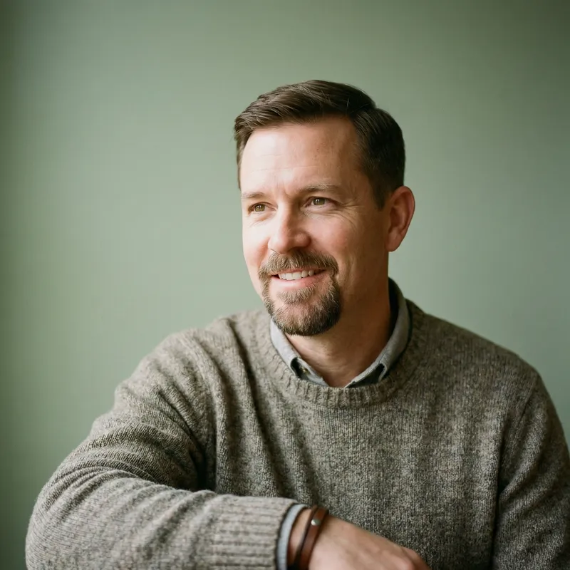 Confident White Man with Short Hair and Goatee