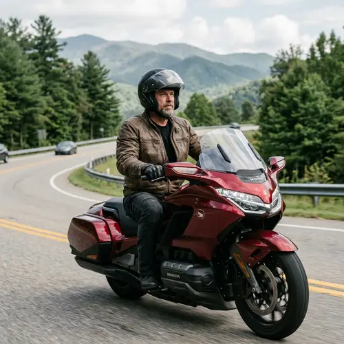 Male Biker on a Honda Motorcycle