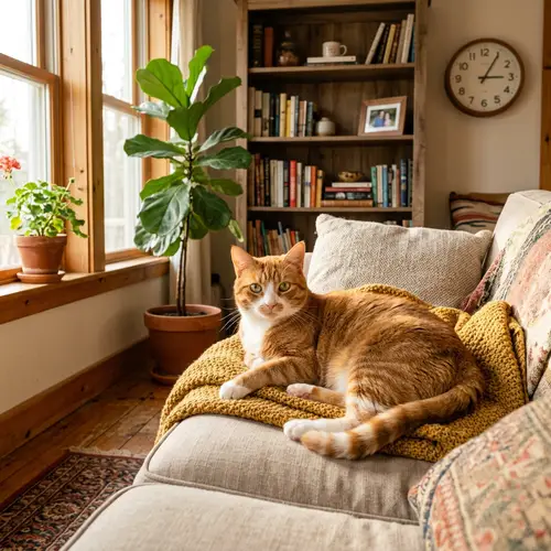 Orange and White Domestic Cat | Cozy Home Setting