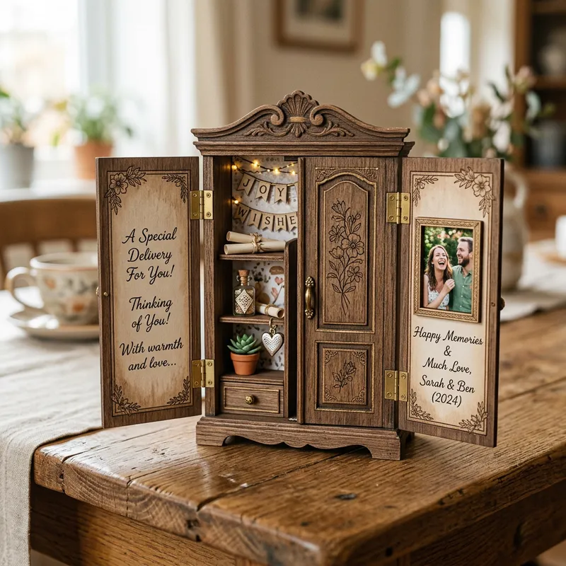 Wooden Closet Greeting Card - Handcrafted Design