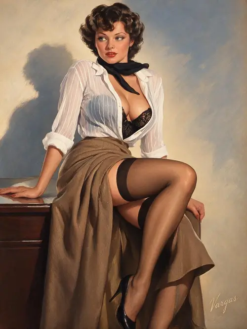Seductive 40s Pinup Pose: Classic Vargas Style