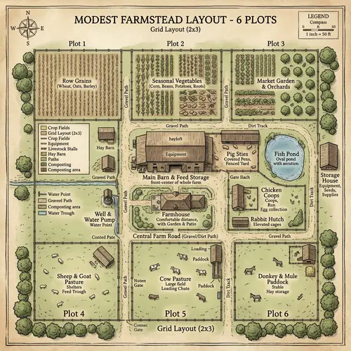 Modest Farm Layout Blueprint on Six Plots