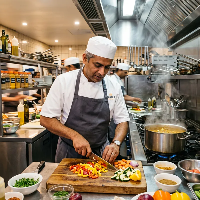 Experienced South Asian Chef Chopping