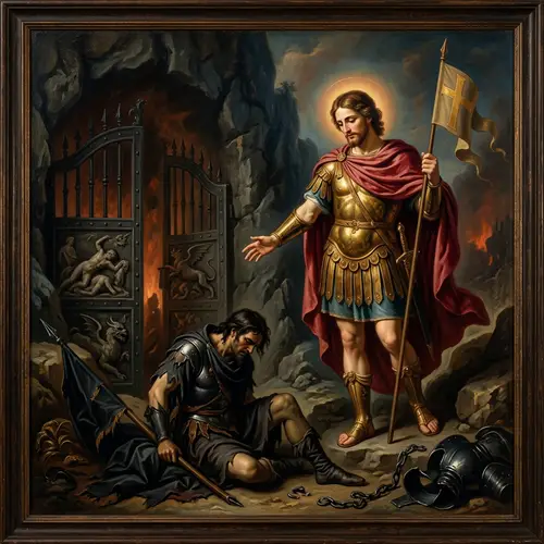 Jesus Conquering Hades & Satan: Triumph of Goodness and Virtue