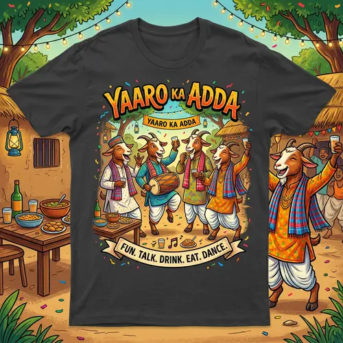 Yaaro Ka Adda T-Shirt Design with Fun Goats