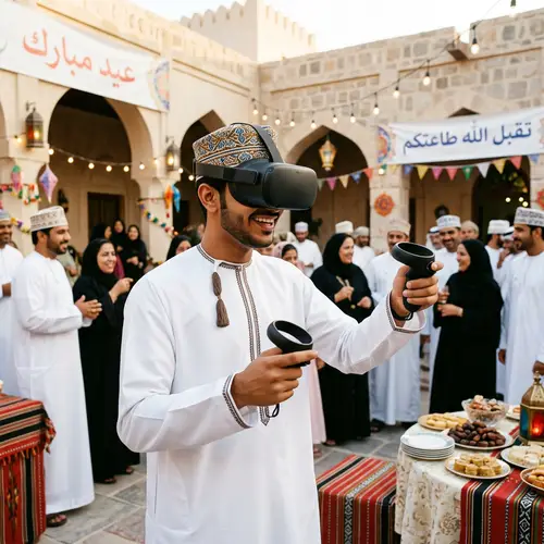 Omani Young Man Celebrating Eid in VR Glasses