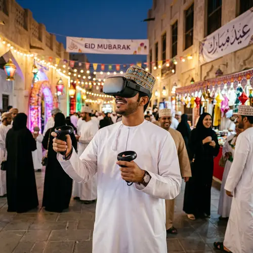 Omani Young Man in Traditional Attire with VR Glasses | Eid Celebrations