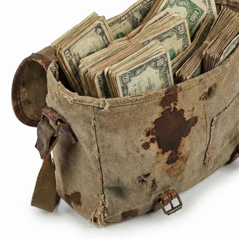 Vintage Money Bag | Blood-Stained Dollar Stack