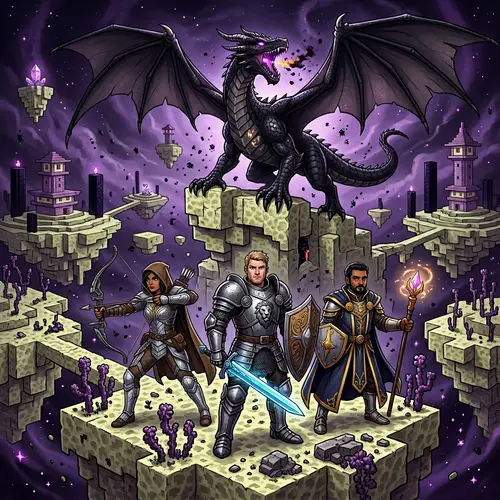 Epic Battle in The End: 3 Human Knights vs Black Dragon