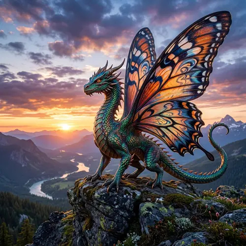 Dragon with Butterfly Wings: A Mystical Creature