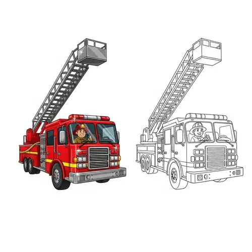 Bright Red Fire Truck Illustration | Fun & Educational Art