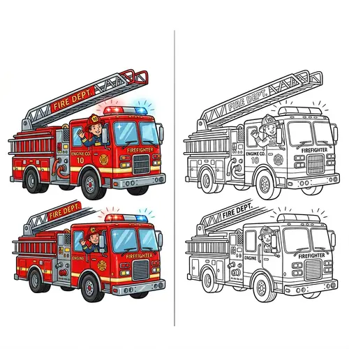 Bright Red Fire Truck Illustration | Fun & Educational Art