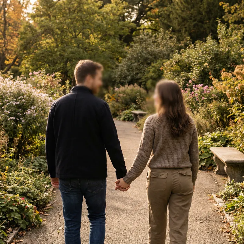 Romantic Couple Holding Hands in Photoshoot