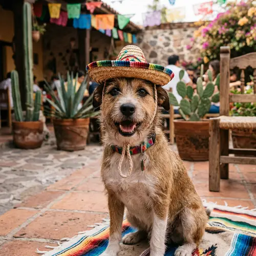 Dog Wearing Sombrero Hat - Cute and Funny Pet Fashion