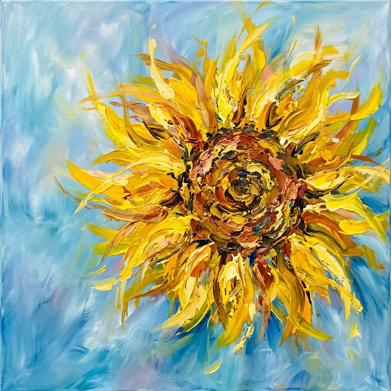 Abstract Sunflower Art: Vibrant Flowing Hues