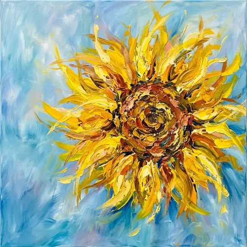 Abstract Sunflower Art: Majestic Flower in Vibrant Hues