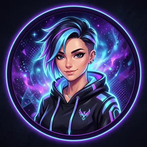 Personal Avatar Design in Sky Blue, Purple, and Black