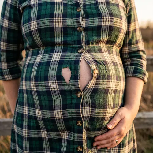 Close-Up of Plus-Size Woman in Plaid Dress