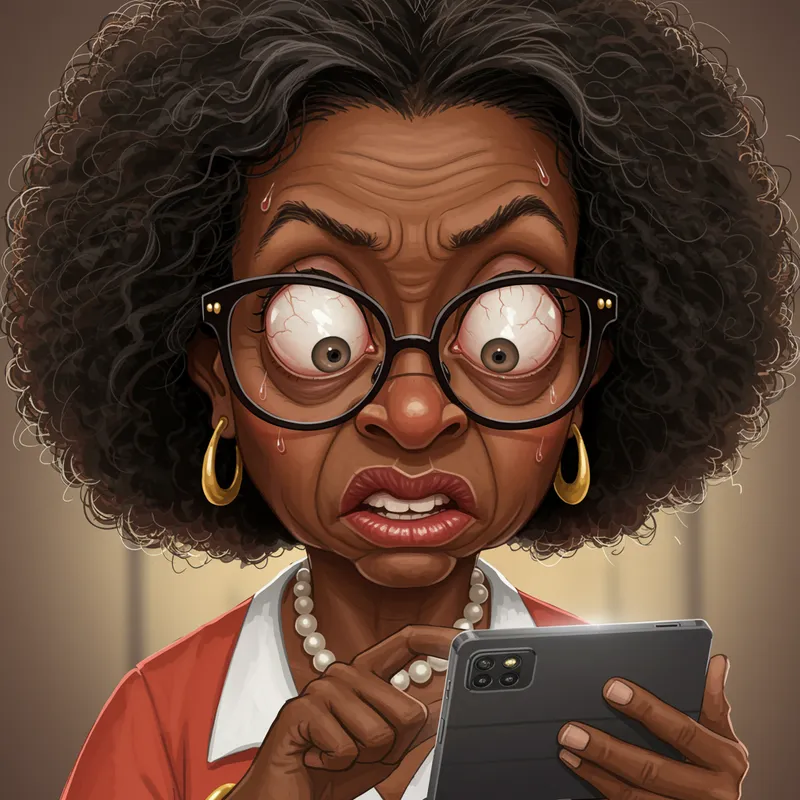 Humorous Caricature of a 60-Year-Old Woman