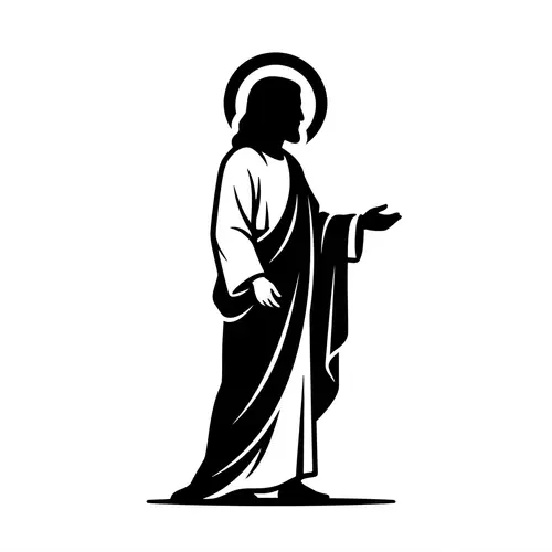 Minimalist Jesus Silhouette Art - High Contrast Design