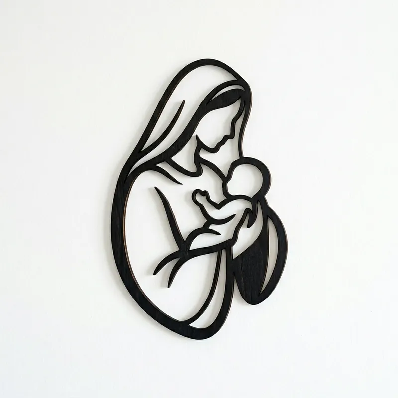 Stylized Virgin Mary and Baby Jesus Wall Art