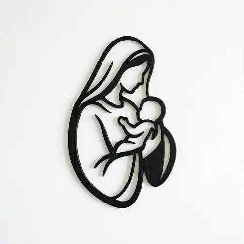 Stylized Virgin Mary and Baby Jesus Wall Art