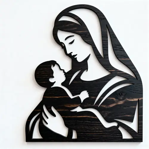 Stylized Virgin Mary and Baby Jesus Wall Art
