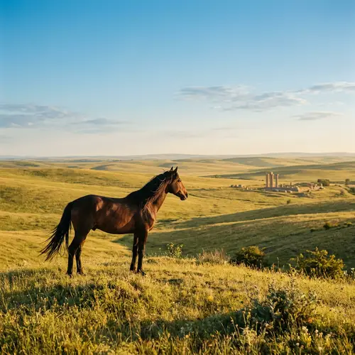Serene Landscape with Majestic Horse | Strength & Harmony