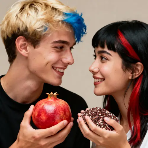 Vibrant Portrait of Smiling Young Couple with Unique Hair