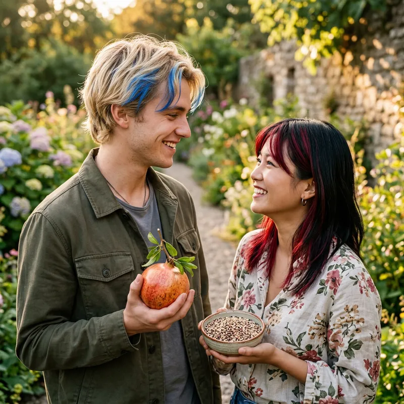 Vibrant Portrait of Smiling Young Couple with Unique Hair