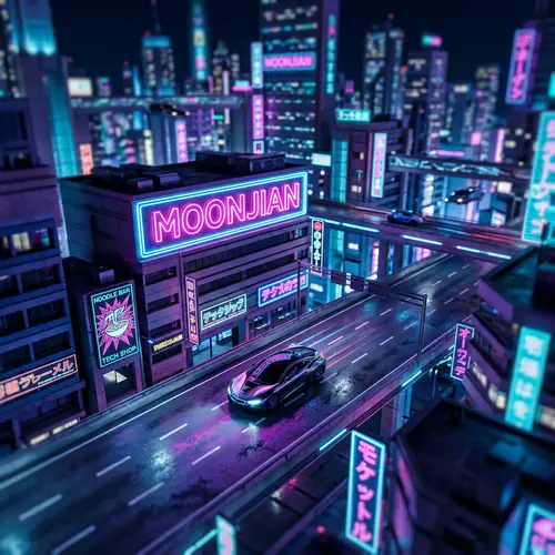 Futuristic Cyberpunk Cityscape: Vibrant Neon Lights & Racing Sports Car