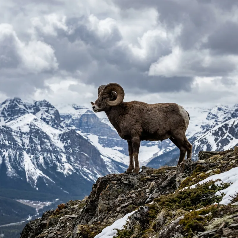 Majestic Ram in Harsh Mountain Landscape Majestic Ram in Harsh Mountain Landscape