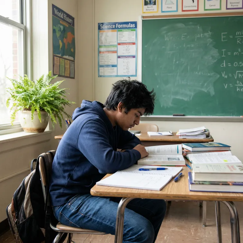 Indian Teen in Classroom – Engrossed in Study Indian Teen in Classroom – Engrossed in Study