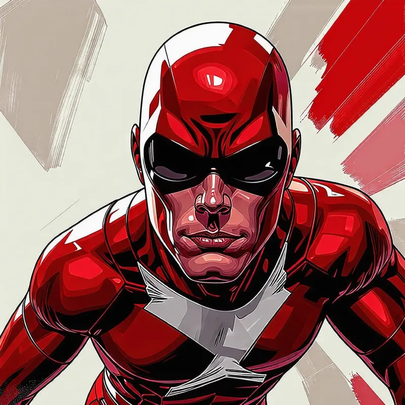 Blind Superhero | Dynamic Pose | Dark Crimson | Comic-Inspired Blind Superhero | Dynamic Pose | Dark Crimson | Comic-Inspired