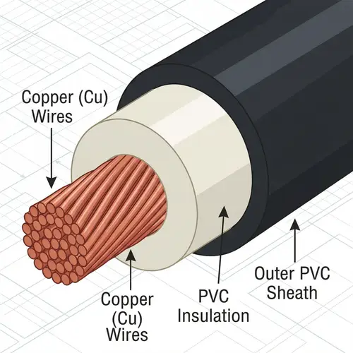 Copper and PVC Power Cable | Efficient Electricity Conduction