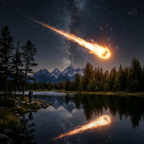 Celestial Meteorite Streaking Across Night Sky