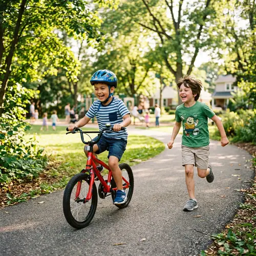 Javier Riding Bike with Friend - Childhood Memories