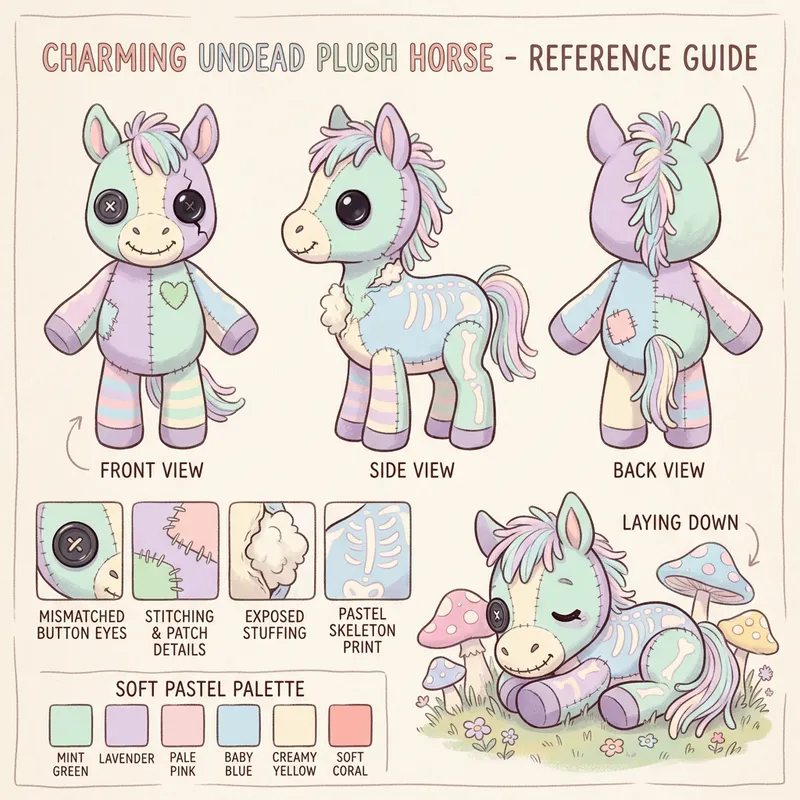 Chibi Undead Plush Horse Reference Guide | Cute & Whimsical Design