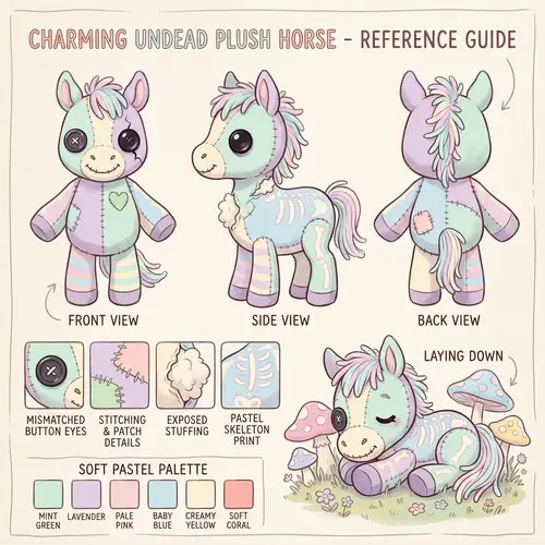 Charming Undead Plush Horse Reference Guide | Soft Pastel Colors