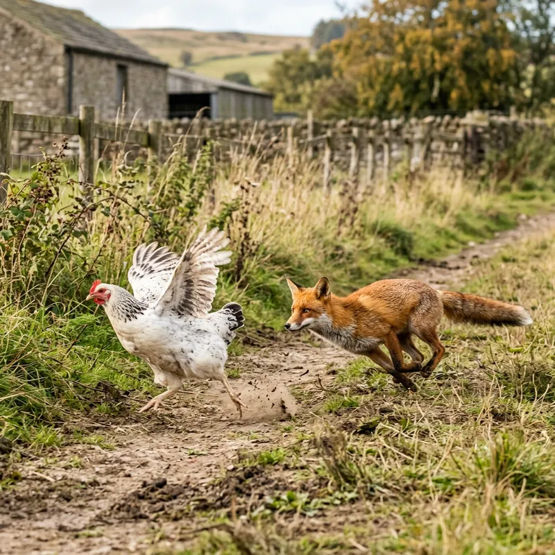 Photorealistic Chicken Being Chased By Fox Photorealistic Chicken Being Chased By Fox