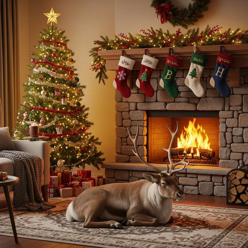 Cozy Christmas Living Room Scene
