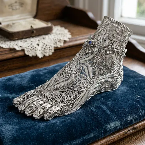 Filigree Metal Silver Lady's Foot Jewelry