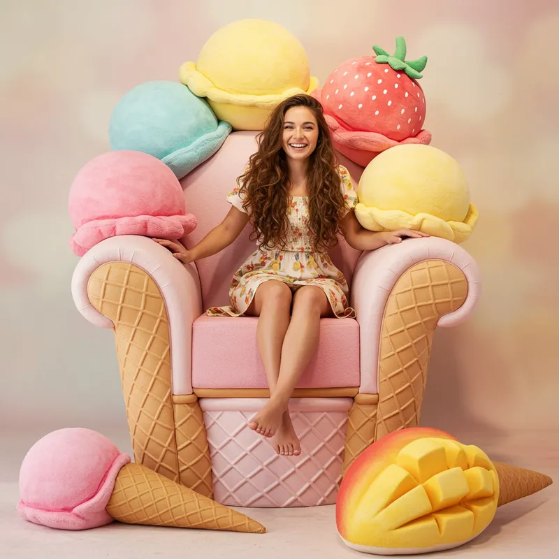Colorful Ice Cream Chair with Sweet Pillows